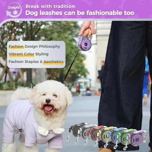 Vista 6 de Correa retráctil de 10 pies para perros pequeños, cachorros y gatos, 360° sin enredos, freno de una mano, aplicable a mascotas de tamaño pequeño
