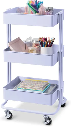 Vista 2 de Simply Tidy Lexington Carrito con ruedas de 3 niveles, organizador móvil de almacenamiento de metal con ruedas de bloqueo para manualidades, oficina