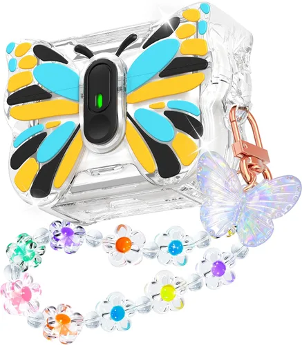 Vista 13 de R-fun Funda para AirPods Pro 2 Butterfly Artistry - Tapa desplegable automática y función de soporte, protección de grado militar de 360°