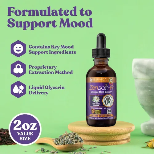 Vista 2 de Rejuvica Health Zenapin IR - Suplemento líquido avanzado para apoyar el estado de ánimo, Kava Kava, Ashwagandha, pasiflora, manzanilla, vitaminas B
