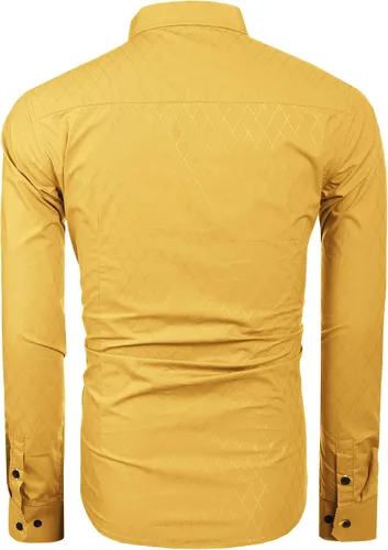 Vista 4 de Coofandy Camisa de vestir de negocios para hombre de manga larga casual ajustada con botones