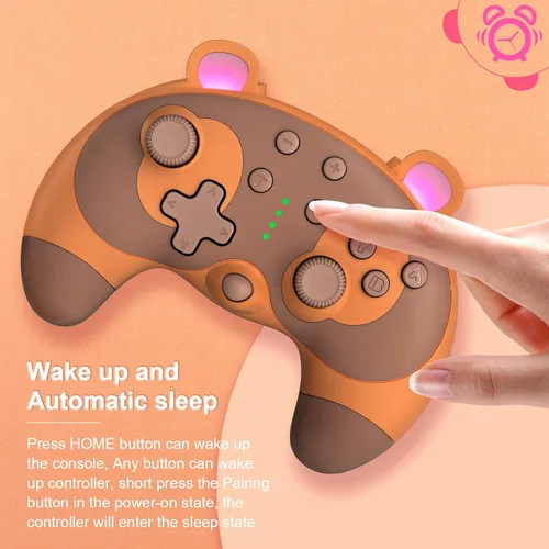 Vista 7 de PowerLead Wireless Controller for Nintendo Switch, Cute Raccoon Animal Pro Gamepad for Nintendo Switch with 6 AxisTurboMotion ControlWake-up