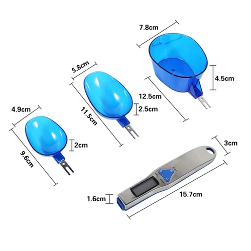 Vista 6 de Yoidesu - Báscula digital de cocina, cuchara medidora electrónica de gramos, 17.64 oz/0.00 oz, cuchara digital azul con 3 cucharas medidoras
