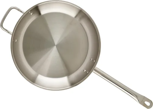 Vista 7 de Winco - Sartén de acero inoxidable de 12 pulgadas con mango auxiliar