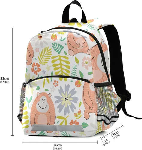 Vista 3 de beeplus Mochila de hipocampo azul para preescolar con correa de seguridad, correa para el pecho, bolsa escolar para niños y niñas, blanco3, Mochilas