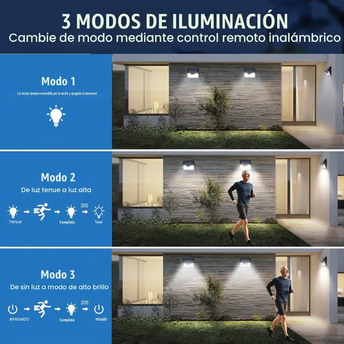 Vista 3 de Peasur Luces solares impermeables para exteriores [12 paquetes/140 LED], 3 modos de iluminación solar con sensor de movimiento para exteriores