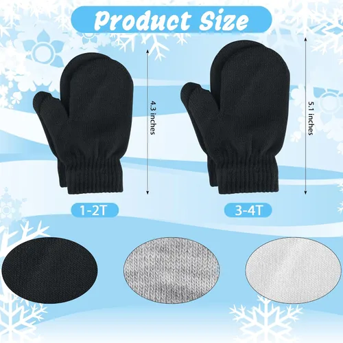 Vista 2 de 6 pares de mitones de invierno para bebés, guantes mágicos de punto para niños y niñas