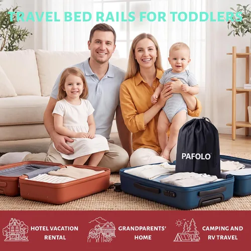 Vista 4 de Riel de cama inflable, parachoques portátiles de cama de viaje para niños pequeños, paquete de 2