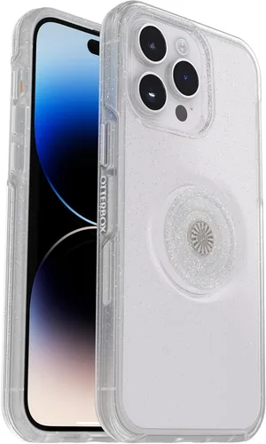 Vista 7 de OtterBox Funda Clara de la Serie Symmetry Otter + Pop para iPhone 14 Pro (SOLAMENTE) - Clara, PopGrip PopSockets Integrado, Delgada, Apta