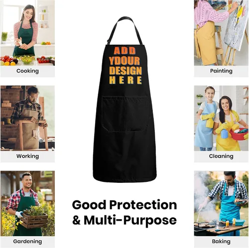 Vista 5 de Apron for Women with 2 Pockets Waterproof Bib for Kitchen Cooking Restaurant BBQ Painting Crafting Salon Nails