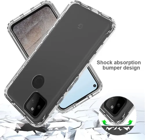 Vista 7 de Funda compatible con Google Pixel 5A 5G con protector de pantalla de vidrio templado, cuerpo completo, a prueba de golpes, transparente, flexible