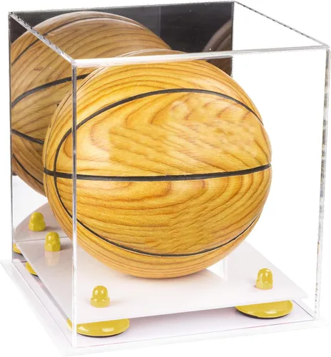 Vista 56 de Better Display Cases Mini acrílico - Miniatura (no tamaño completo) Baloncesto vitrina con elevadores negros y espejo (A015-BR)