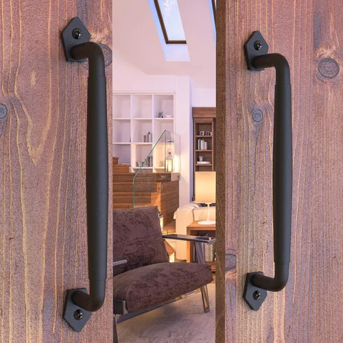 Vista 16 de Tirador Clásico de Puerta – Tirador de Acero Resistente para Portones, Puertas de Granero, Cercas Exteriores, Negro, 7 Pulgadas