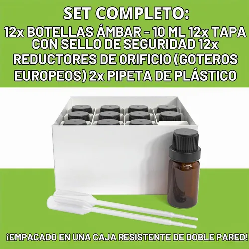 Vista 4 de Botellas de vidrio para aceites esenciales, botella de ámbar vacía recargable con reductor de orificios, cuentagotas y tapa, suministros
