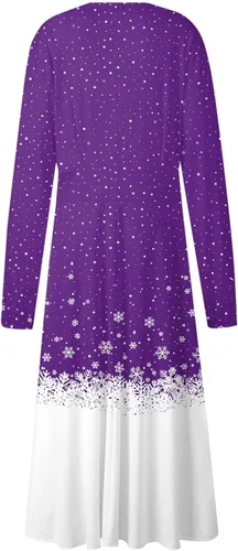 Vista 4 de Vestidos de Navidad para mujer, vestido de suéter de manga larga con cuello redondo y ajuste holgado