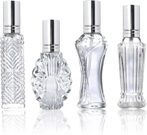 Vista 10 de 5 botellas de perfume vacías de vidrio vintage recargables con spray Dorado