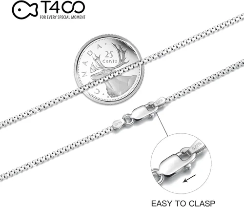 Vista 2 de T400 Collar de cadena de plata de ley 925 de 0.059 pulgadas chapado en oro de 0.059 pulgadas (0.039 in), cadenas de caja italiana para mujeres
