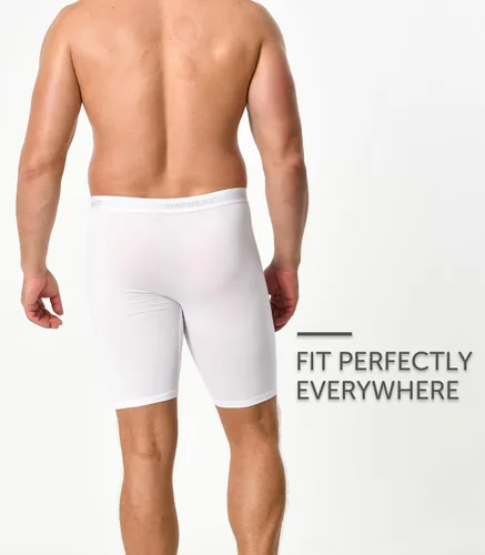 Vista 5 de Comfneat Calzoncillos tipo bóxer de algodón de pierna larga de 9 pulgadas para hombre, ropa interior elástica y cómoda, paquete de 4