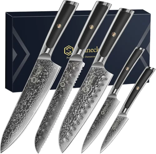 Vista 8 de Sunnecko Juego de Cuchillos de Cocina Damascus de 3 Piezas, Juego de Cuchillos de Chef Afilados Juegos de Cuchillos de Cocina Profesionales Full