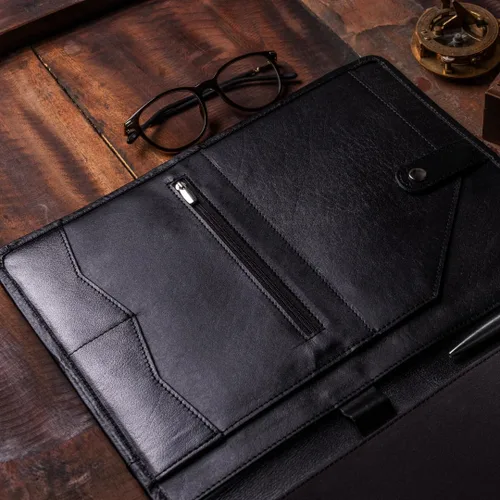 Vista 7 de Cartera de cuero - Organizador profesional de cartera, carpeta de currículum, portafolio de cuero para hombres y mujeres, cartera de negocios