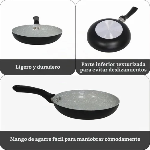 Vista 2 de IMUSA Sartén de cerámica gris moteada de aluminio Premier Cera de 8