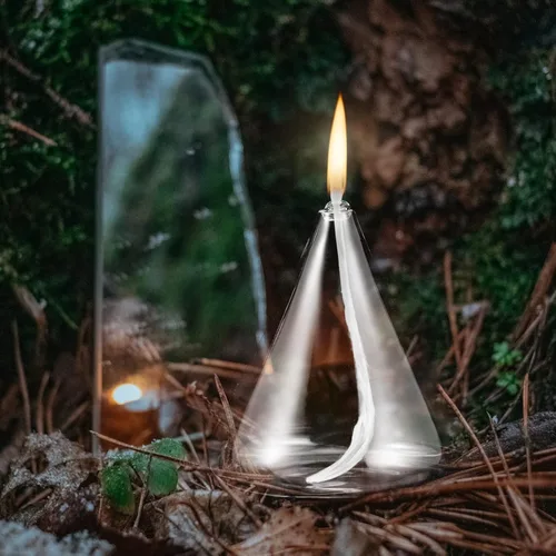 Vista 4 de Linterna de aceite de vidrio Lámpara de vela recargable en forma de vela de aceite de borosilicato de vidrio de borosilicato faroles