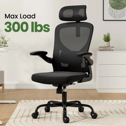Vista 7 de Farini Silla de oficina, silla de escritorio de malla con respaldo Negro