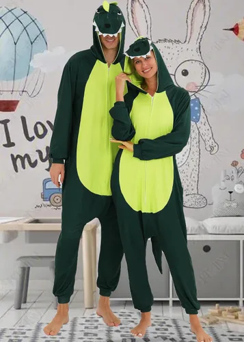 Vista 5 de Dinosaur Halloween Pajamas Family Animal Onesie Costume Cute Pjs for Adults Women Couples Kids Mens Girls and Boys