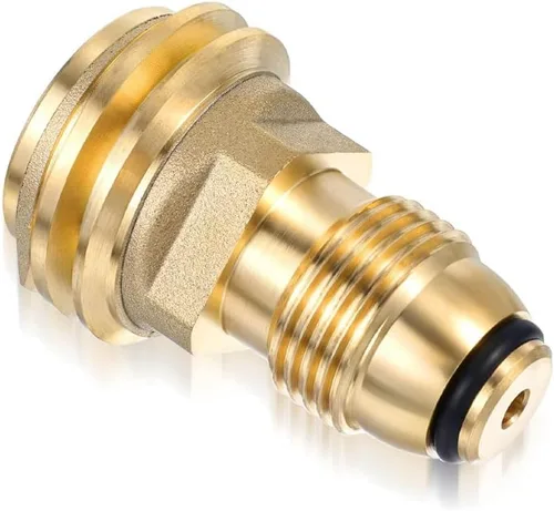 Vista 4 de Adaptadores de tanque de propano que convierten la válvula de servicio POL del tanque LP a QCC1 latón sólido ajuste universal (paquete de 2)