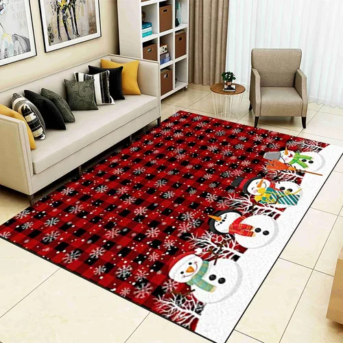 Vista 8 de Alfombra de área de decoración de habitación de Feliz Navidad, 2 x 3 pies, alfombra de árbol de Navidad con copos de nieve para dormitorio, alfombra
