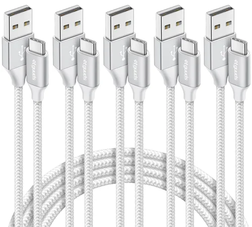 Vista 10 de etguuds Cable USB A a USB C, paquete de 5 (3/3/6/6/10 pies) de carga rápida tipo C Cable de carga USBC para iPhone 17 16 15 Pro Max Plus Air, Azul