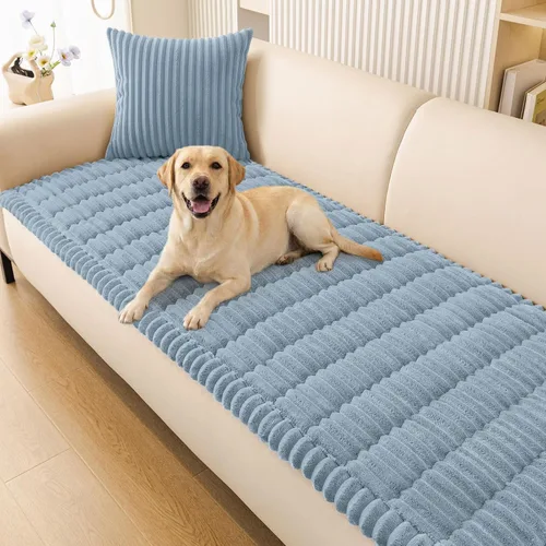 Vista 28 de Smiry - Funda para sofá para perros lavable, fundas para sofá de mascotas no deslizantes y peludas para sofá de 3 cojines, aptas para mascotas