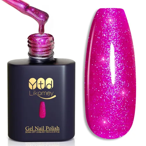 Vista 19 de YTD Likomey - Juego de esmaltes de uñas de gel de ojo de gato, 8 colores con purpurina magnética de cristal, borgoña, rojo, negro, verde, ciruela