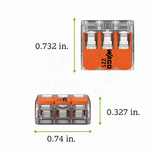 Vista 2 de Wago 221-413 LEVER-NUTS 3 Conductor Compact Connectors 2500 PK