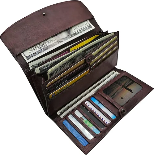 Vista 4 de Carteras para mujer de gran capacidad, de cuero, organizador de tarjetas