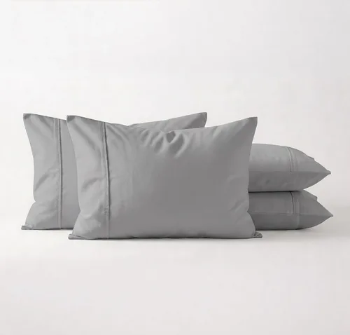 Vista 13 de Juego de 2 fundas de almohada tamaño King, fundas de almohada de una sola capa egipcias de fibra larga 100% algodón, tejido satinado de lujo, fundas