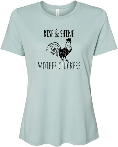 Vista 14 de Cute Women's Screen Printed Crew Neck Tee, Shirts With Sayings, Dusty Blue or Olive