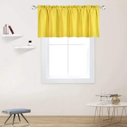 Vista 57 de DECOVSUN Cenefa morada para ventanas de 60 x 18 pulgadas, aislamiento térmico sólido, bolsillo para cortinero, cenefa corta para cocina, cenefa