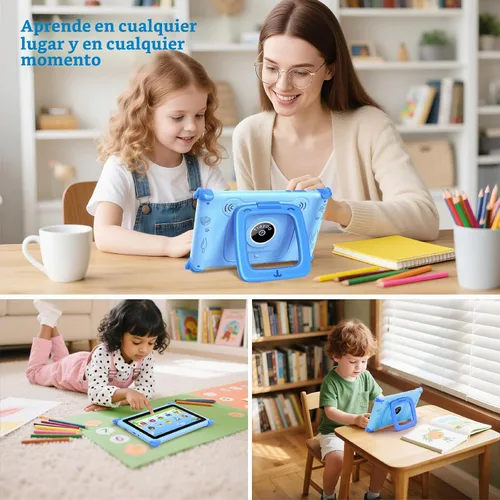 Vista 7 de Trayoo Kids Tablet, 7IN Toddler Tablet for Kids with 32GB ROM, Shockproof Case, Education Apps Pre-Installed, Parental Control, WiFi, Netflix Azul