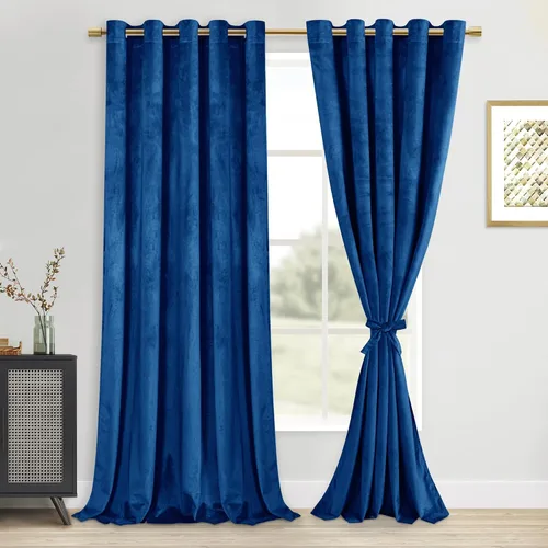 Vista 61 de DWCN - Juego de 2 paneles de cortina de terciopelo con ojales negros, tratamiento de ventanas con aislamiento térmico, apilables, decoración moderna