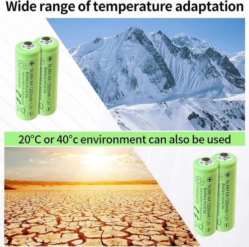 Vista 5 de Baterías recargables AA, baterías Ni-MH de 1200 mAh de 1.2 V de baja autodescarga, batería doble A precargada para luces solares, juguetes