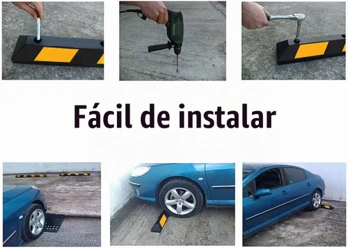 Vista 7 de Goplus Bloque de estacionamiento, parachoques de goma de 72 pulgadas con 8 rayas de seguridad amarillas de alta reflectancia, objetivo