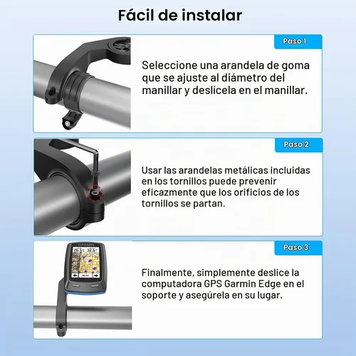 Vista 5 de Soporte de bicicleta frontal para computadora GPS Garmin Edge, soporte de manillar de ciclismo extendido IIISOGNO para Edge