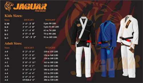 Vista 6 de JAGUAR PRO GEAR Athlete Series Brazilian Jiu Jitsu Unisex para niños y adultos Kimono Gi uniforme ligero con cinturón blanco
