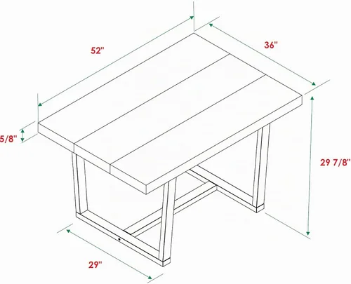 Vista 9 de Walker Edison mesa de comedor rectangular para 6 personas, de madera desgastada, de estilo moderno y campestre, 52 pulgadas, roble rústico