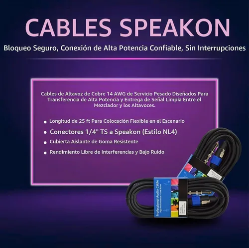 Vista 6 de Sistema PA completo, profesional, de 2000 watts, con mezclador 6 Ch, parlantes de 10 in y soporte para micrófonos inalámbricos dobles