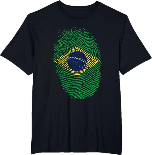Vista 5 de Camiseta patriótica de la bandera brasileña con huella dactilar Asphalt Grey