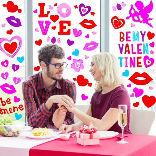Vista 5 de XIMISHOP 6 calcomanías de gel para ventana de San Valentín para decoración de ventanas