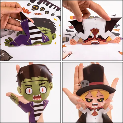 Vista 3 de Larcenciel Decoraciones de Halloween – 170 calcomanías para ventana y vidrio – Calcomanías espeluznantes para puerta de murciélago, araña, zombi