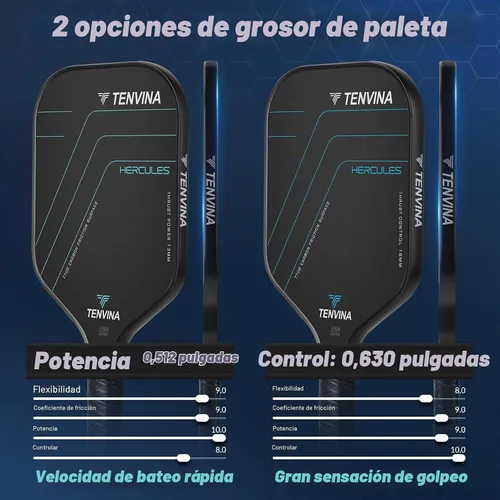 Vista 5 de TENVINA Pickleball Paddles, Multi-Layer T700SC Textured Carbon Fiber Pickleball Paddle, Pickle Ball Paddle with Strong Spin & Power Surface, 4-Types